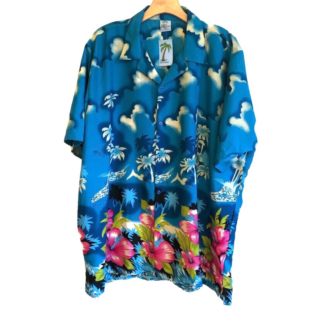 NWT Silky HAWAIIAN Men’s Shirt Pink Hibiscus / Size 2XL